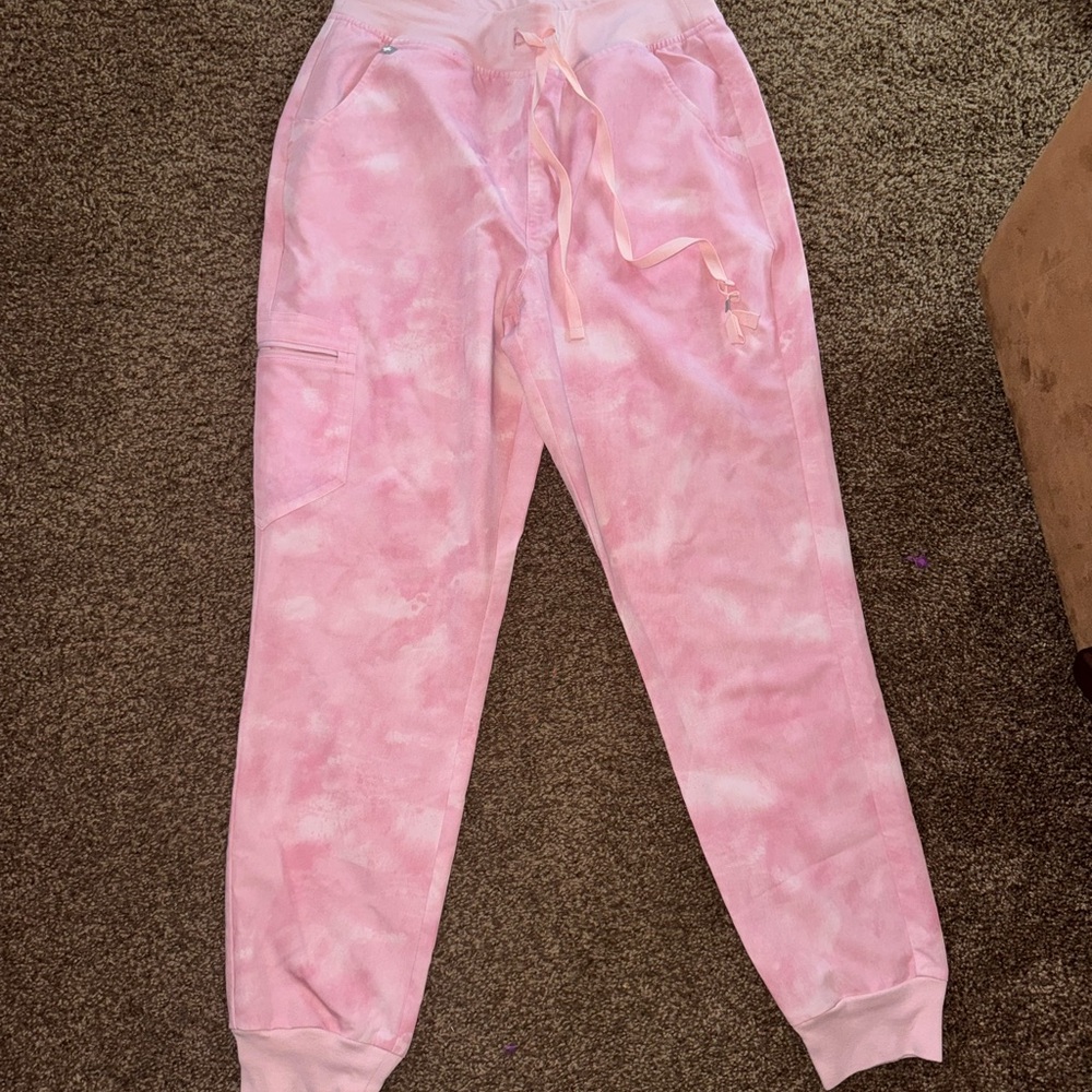 Figs Pink Tie-Dye Joggers - High waisted Zamora